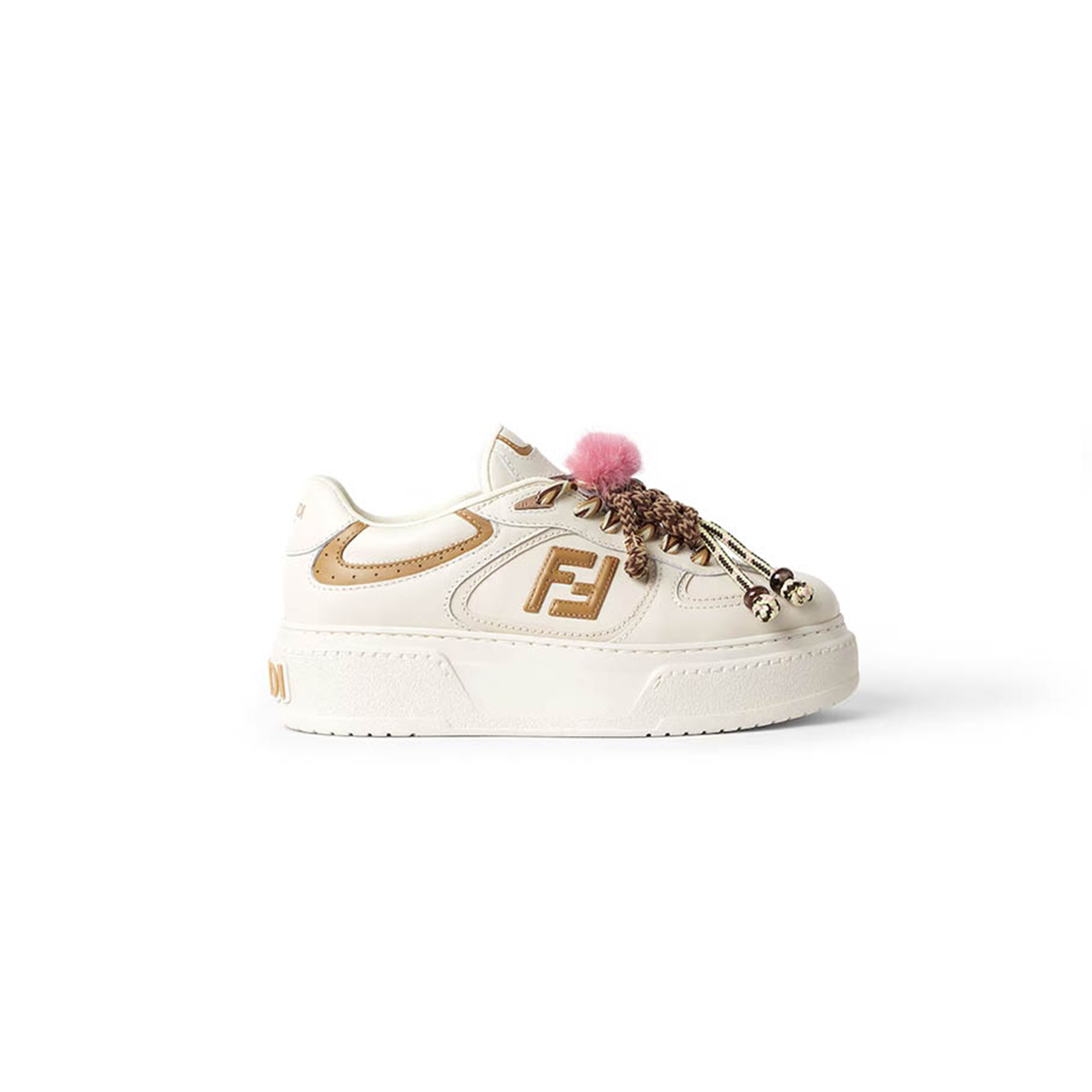 FENDI MATCH LOW TOP PLATFORM SHOES IN WHITE LEATHER 8E8721AY9NF1TO4